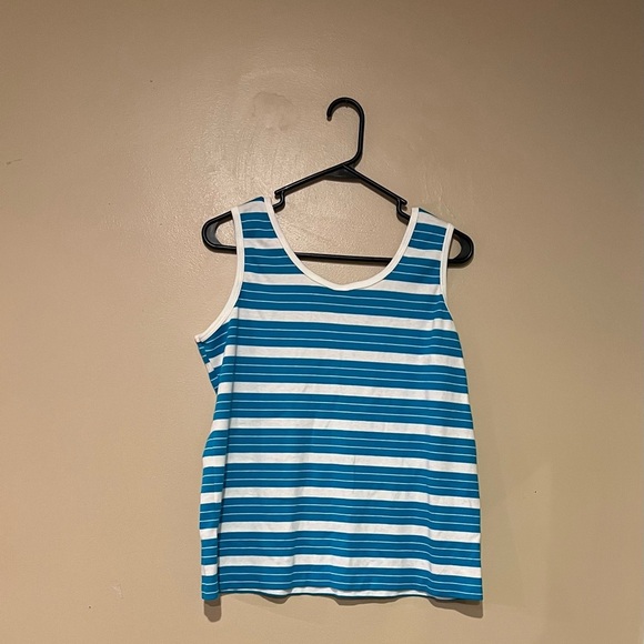 Lands End Women's Size Large Striped 100%  Cotton Y2K Casual Tank - Picture 3 of 5